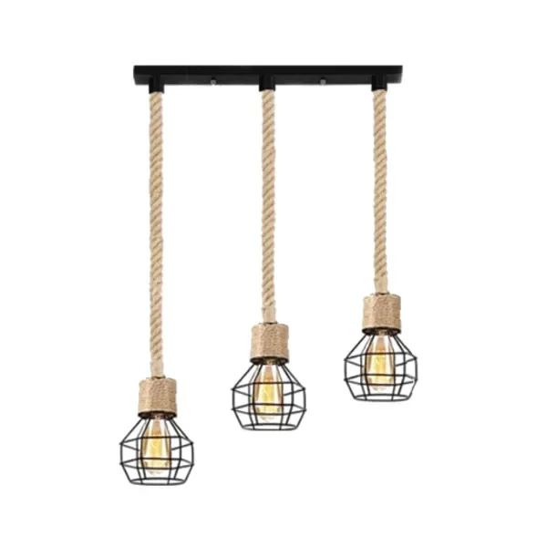 Lampara Colgante Porta 3 Ampolletas E27 Modelo Yute Violette Iii