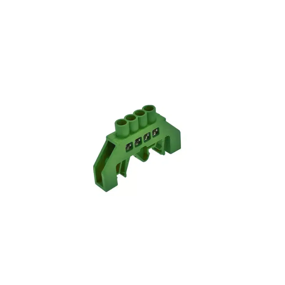 Barra Bronce Aislada Riel Din Verde 4 Polos, 35mm,