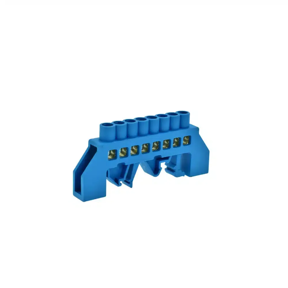Barra Bronce Aislada Riel Din Azul 8 Polos, 35mm,