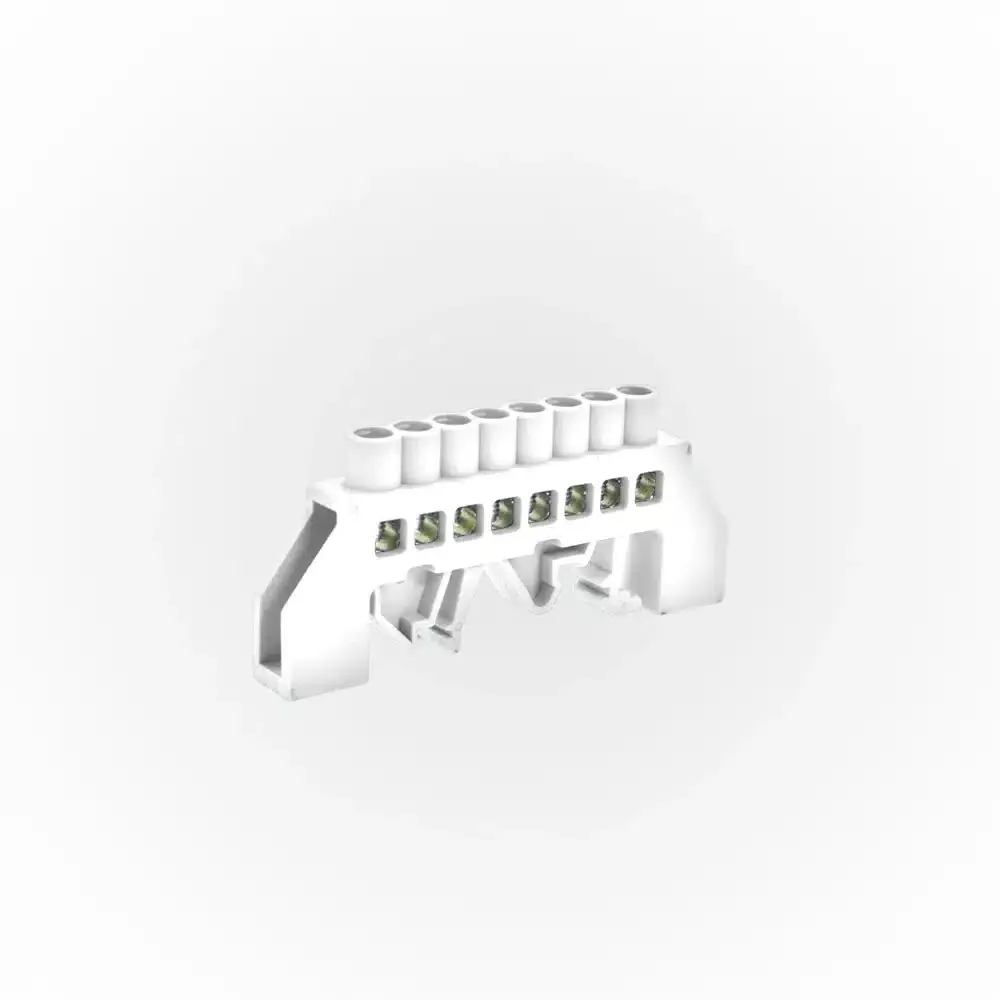 Barra Bronce Aislada Riel Din Blanca 8 Polos, 35mm,