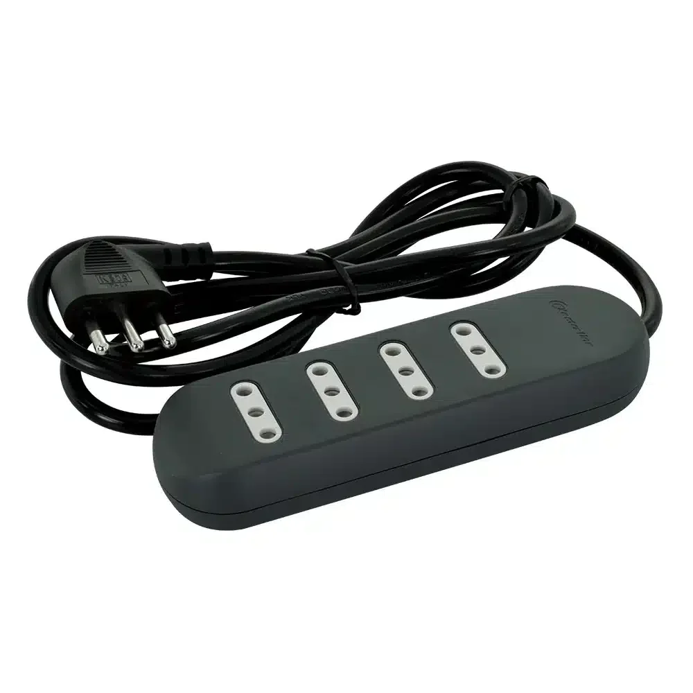 Alargador 4 Tomas 3mts,, 2p+t, 10A Negro