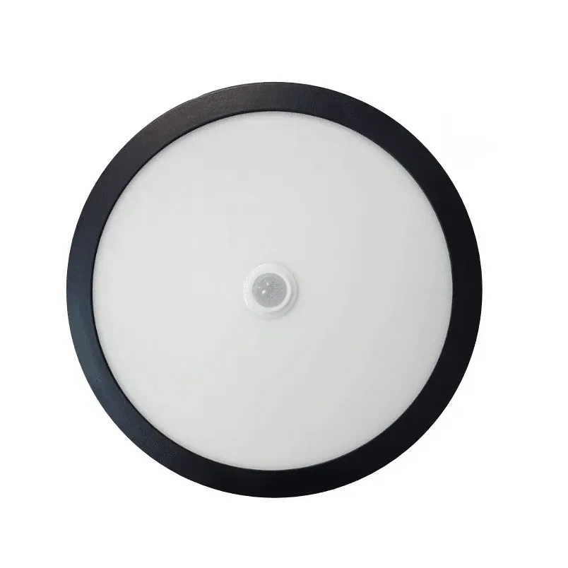 Plafón Sobrepuesto Redondo Negro 18W Luz Cálida con Sensor